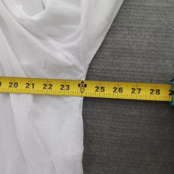 Skin Worldwide Tunic Blouse Womens White Size 0 Button Up Lightly Sheer Flowy - Picture 10 of 12